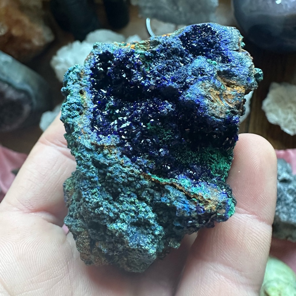 Malachite and Azurite Druzy Mineral Specimen